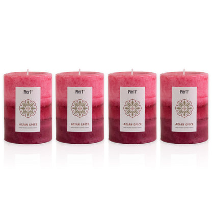 Pier 1 Asian Spice 3x4 Layered Set of 4 Pillar Candles