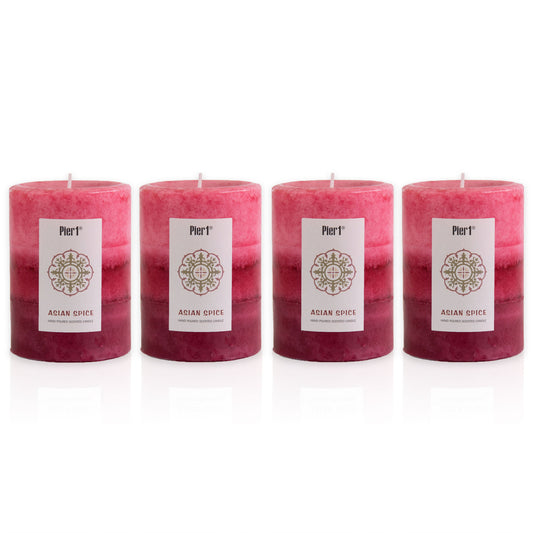 Pier 1 Asian Spice 3x4 Layered Set of 4 Pillar Candles