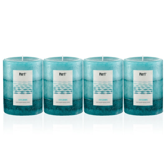 Pier 1 Oceans Layered Pillar Set of 4 Candles